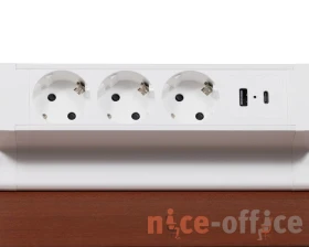 Блок розеток настольный с двумя крепежами (3 розетки, USB-A, USB-C) 215x75x82 Рива / Riva images