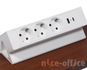 Блок розеток настольный с двумя крепежами (3 розетки, USB-A, USB-C) 215x75x82 Рива / Riva images