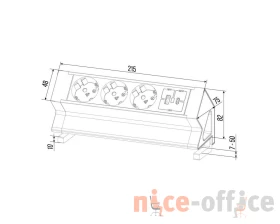 Блок розеток настольный с двумя крепежами (3 розетки, USB-A, USB-C) 215x75x82 Рива / Riva images