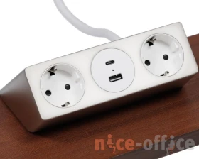 Блок розеток настольный с одним крепежом (2 розетки, USB-A, USB-C) 158x108x70 Рива / Riva images