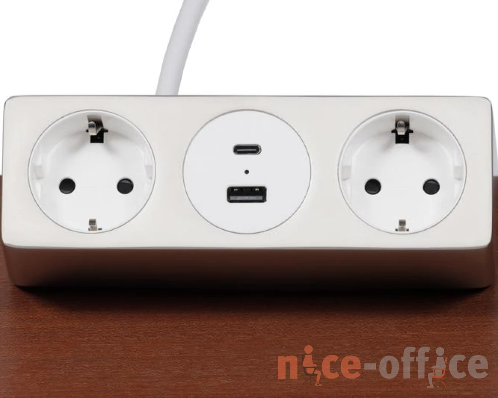 Блок розеток настольный с одним крепежом (2 розетки, USB-A, USB-C) 158x108x70 Рива / Riva