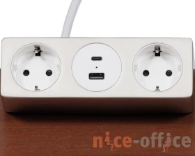 Блок розеток настольный с одним крепежом (2 розетки, USB-A, USB-C) 158x108x70 Рива / Riva images