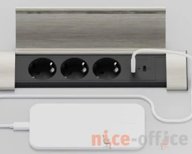 Блок розеток с откидной крышкой (3 розетки, USB-A, USB-C) 260x66x11 Рива / Riva images