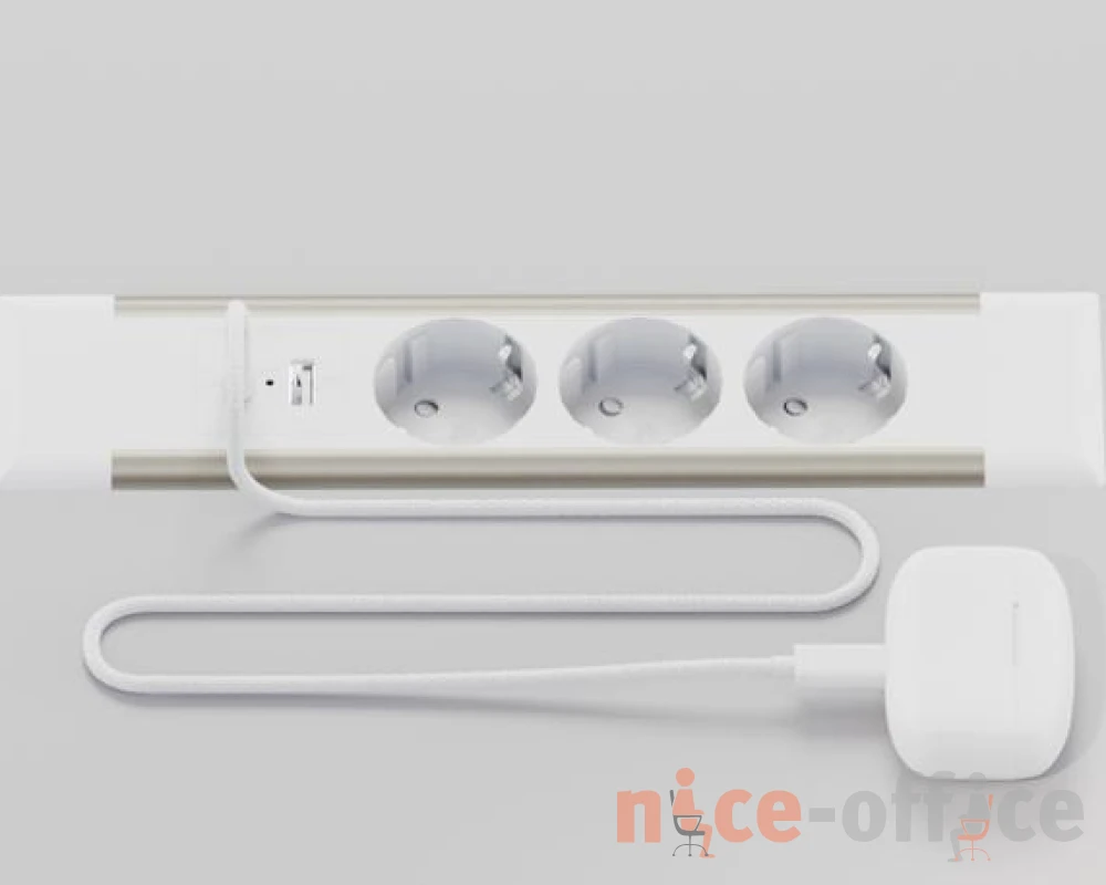 Блок розеток встраиваемый в стол (3 розетки, USB-A, USB-C) 257x60x4 Рива / Riva