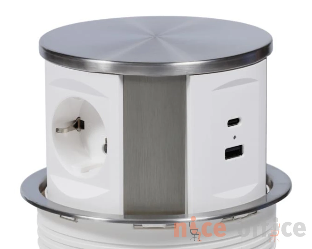 Блок розеток выдвижной вертикальный (3 розетки, USB-A, USB-C) d135 Рива / Riva