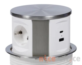 Блок розеток выдвижной вертикальный (3 розетки, USB-A, USB-C) d135 Рива / Riva images