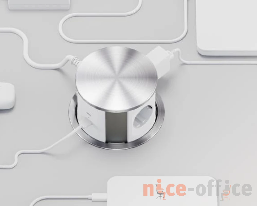 Блок розеток выдвижной вертикальный (3 розетки, USB-A, USB-C) d135 Рива / Riva