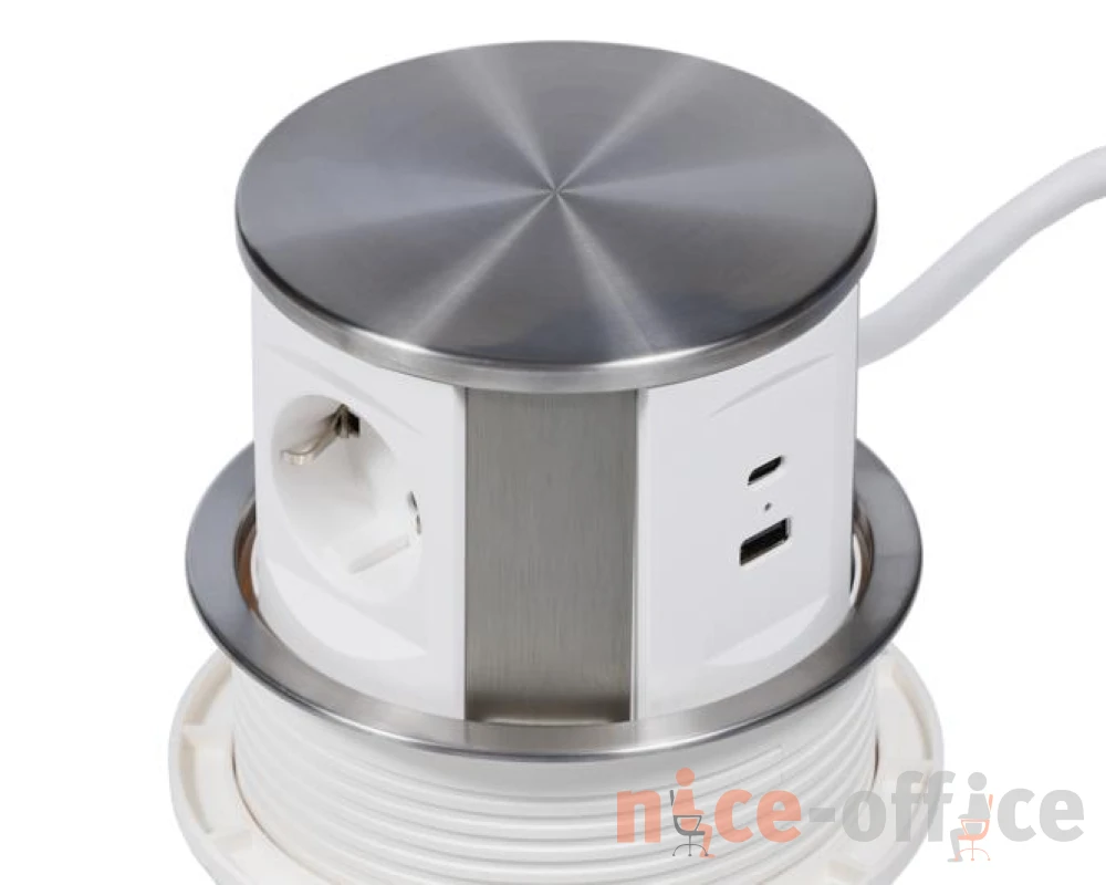 Блок розеток выдвижной вертикальный (3 розетки, USB-A, USB-C) d135 Рива / Riva