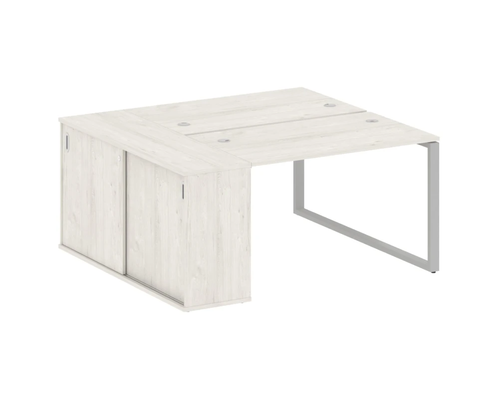 Рабочая станция на О-образном м/к с опорным шкафом-купе 161x147,5x75 Метал Систем / Metal System