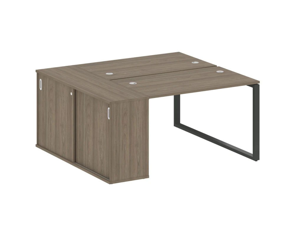Рабочая станция на О-образном м/к с опорным шкафом-купе 161x147,5x75 Метал Систем / Metal System