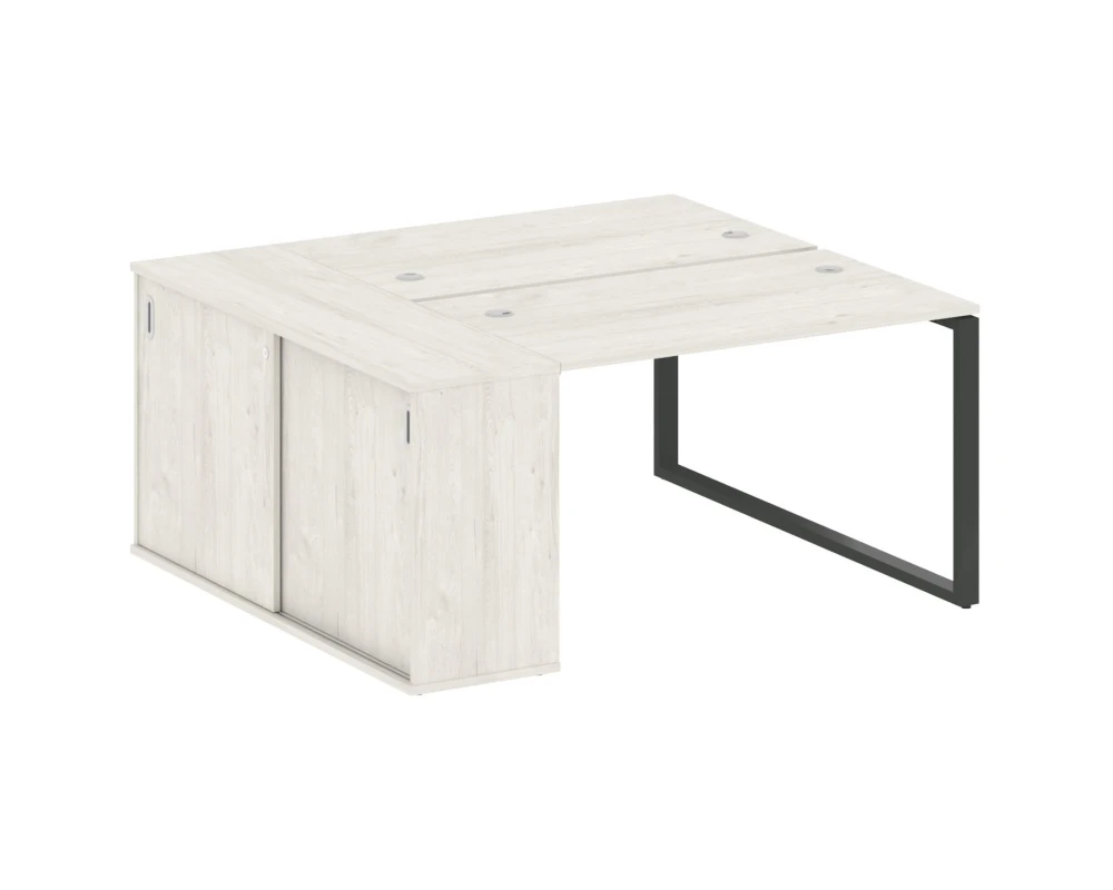 Рабочая станция на О-образном м/к с опорным шкафом-купе 161x147,5x75 Метал Систем / Metal System