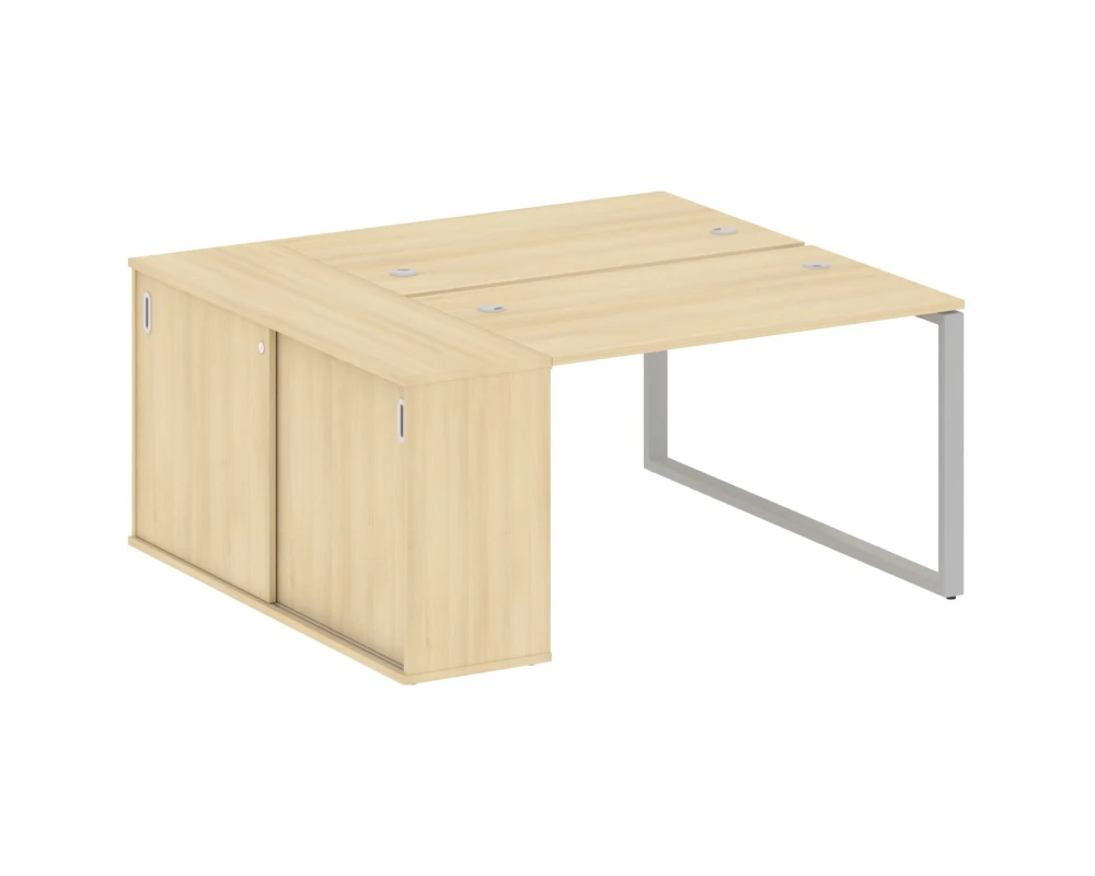 Рабочая станция на О-образном м/к с опорным шкафом-купе 161x147,5x75 Метал Систем / Metal System