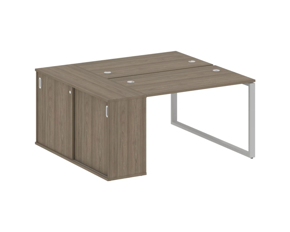 Рабочая станция на О-образном м/к с опорным шкафом-купе 161x147,5x75 Метал Систем / Metal System