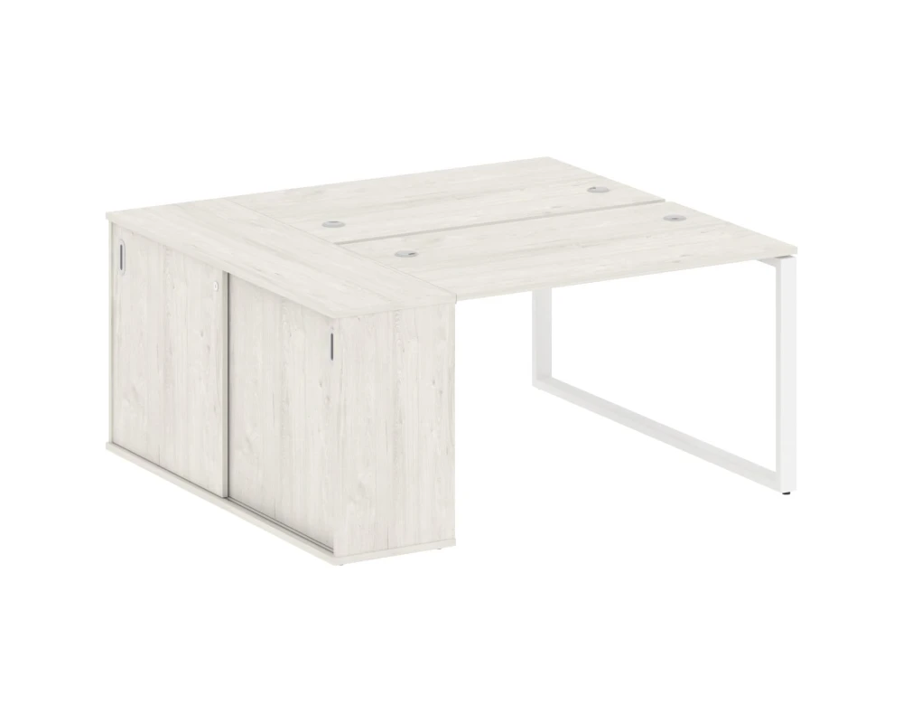 Рабочая станция на О-образном м/к с опорным шкафом-купе 161x147,5x75 Метал Систем / Metal System