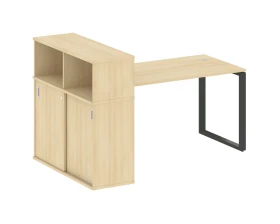 Стол письменный на О-образном м/к с опорным шкафом-купе 181x112x109,8 Метал Систем / Metal System images