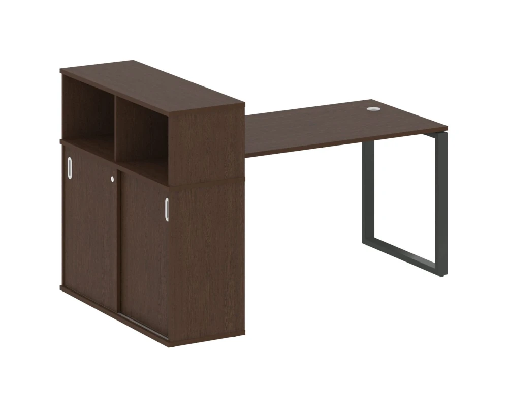Стол письменный на О-образном м/к с опорным шкафом-купе 181x112x109,8 Метал Систем / Metal System
