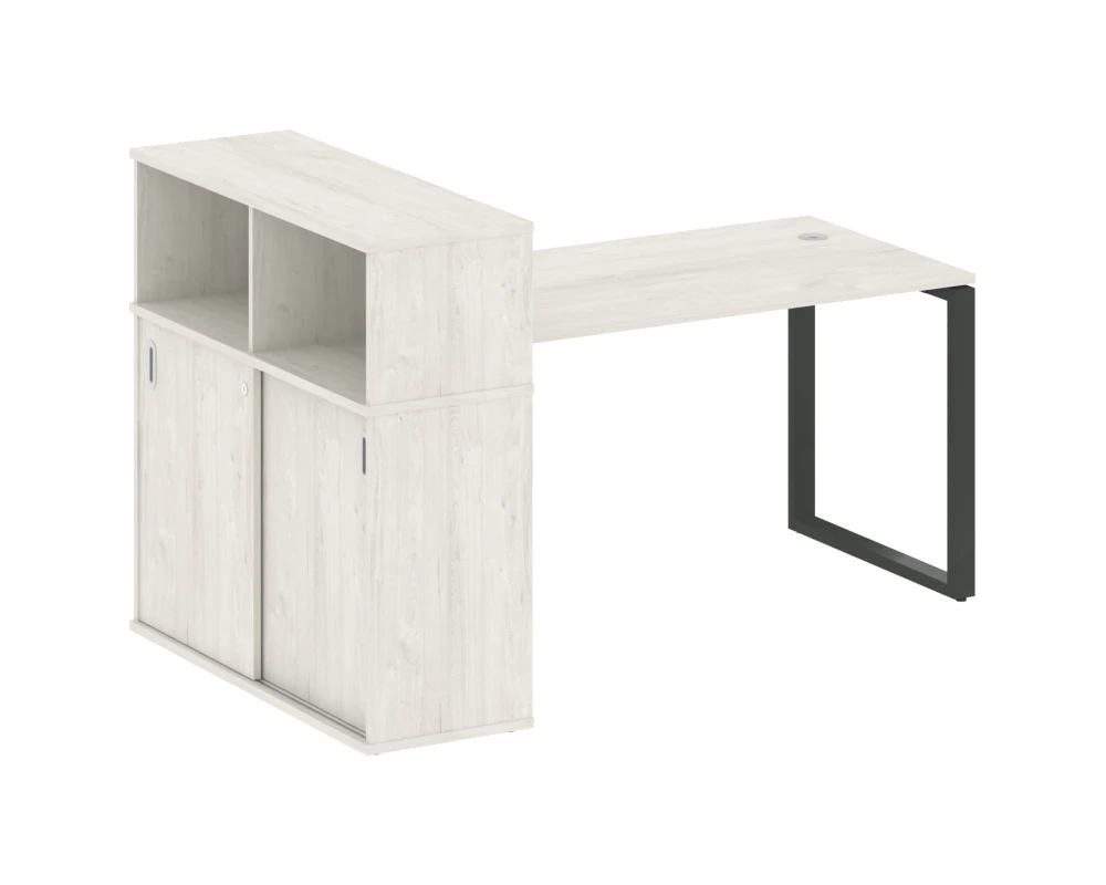 Стол письменный на О-образном м/к с опорным шкафом-купе 181x112x109,8 Метал Систем / Metal System