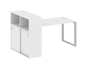 Стол письменный на О-образном м/к с опорным шкафом-купе 181x112x109,8 Метал Систем / Metal System images