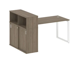 Стол письменный на О-образном м/к с опорным шкафом-купе 181x112x109,8 Метал Систем / Metal System images