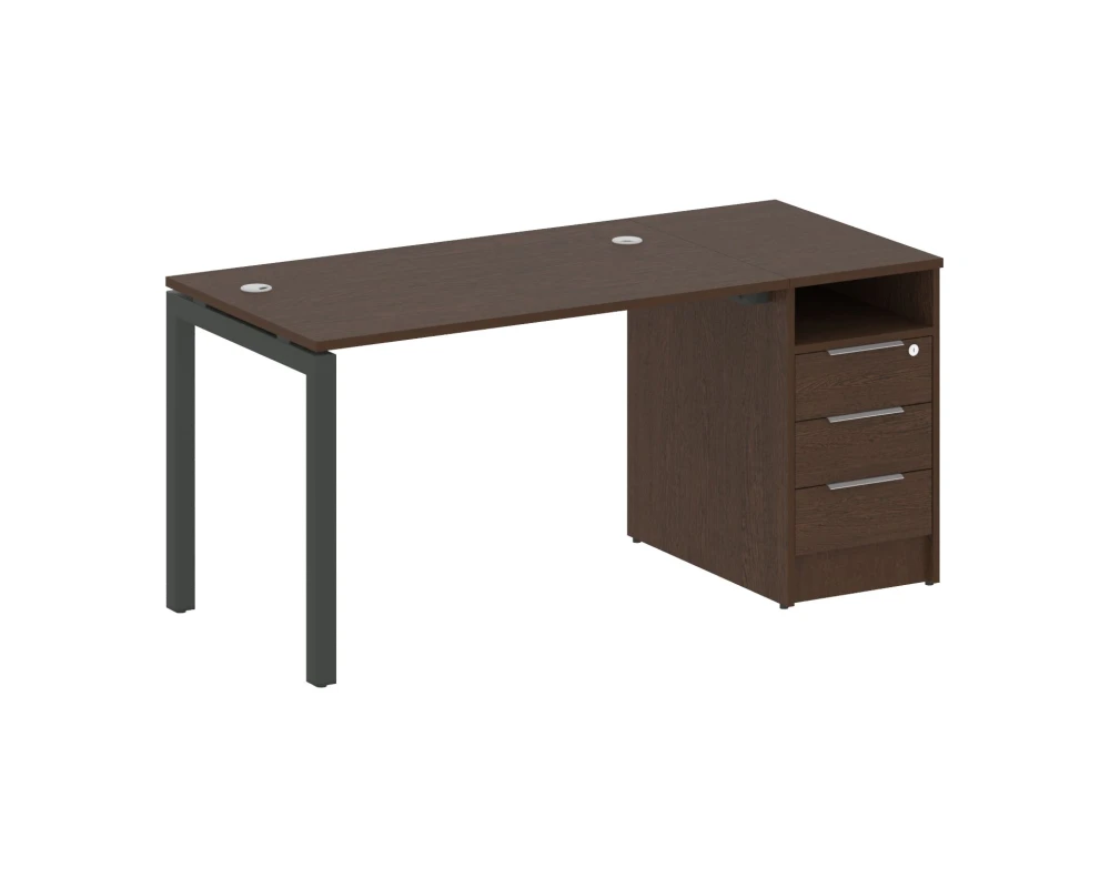 Рабочая станция с тумбой на П-образном м/к 1612x720x750 Метал Систем Куатро 5x5 / Metal System Quattro 5x5