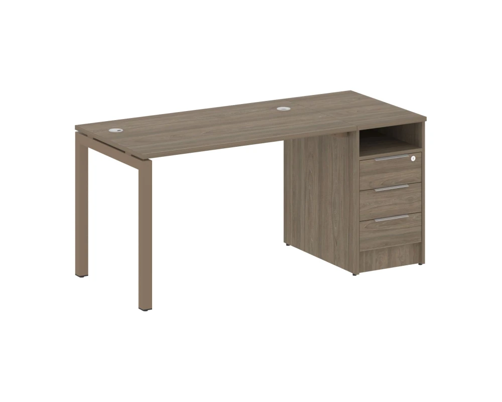 Рабочая станция с тумбой на П-образном м/к 1612x720x750 Метал Систем Куатро 5x5 / Metal System Quattro 5x5