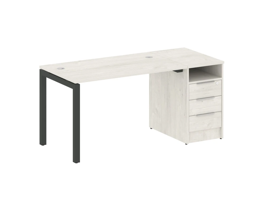 Рабочая станция с тумбой на П-образном м/к 1612x720x750 Метал Систем Куатро 5x5 / Metal System Quattro 5x5