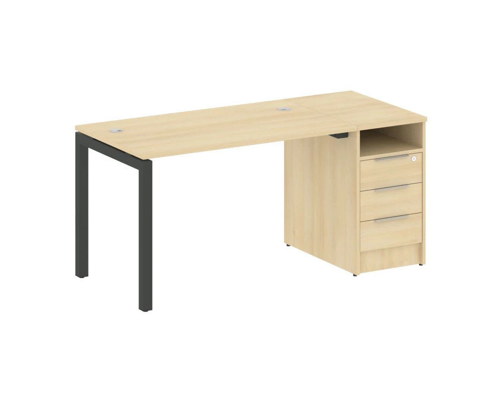 Рабочая станция с тумбой на П-образном м/к 1612x720x750 Метал Систем Куатро 5x5 / Metal System Quattro 5x5