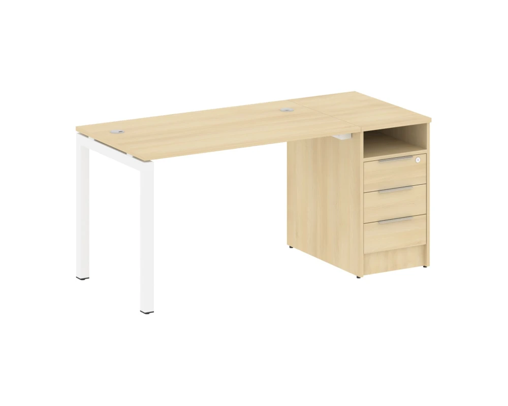 Рабочая станция с тумбой на П-образном м/к 1612x720x750 Метал Систем Куатро 5x5 / Metal System Quattro 5x5