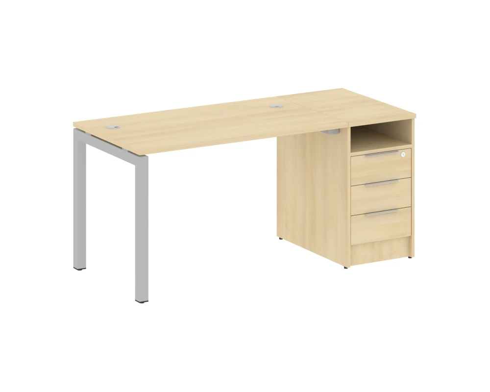 Рабочая станция с тумбой на П-образном м/к 1612x720x750 Метал Систем Куатро 5x5 / Metal System Quattro 5x5