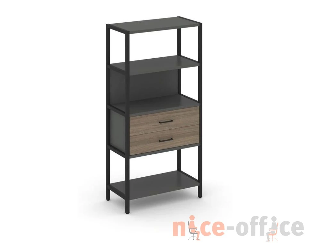Односекционный стеллаж четырехярусный с ящиками 810х400х1613 Шелф Систем / Shelf System