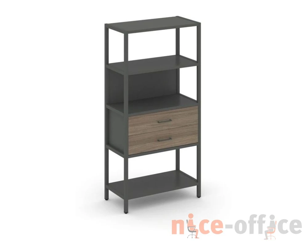 Односекционный стеллаж четырехярусный с ящиками 810х400х1613 Шелф Систем / Shelf System