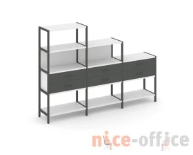 Трехсекционный стеллаж четырех/трех/двухярусный с ящиками 2730х400х1613 Шелф Систем / Shelf System images