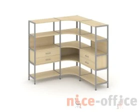 Трехсекционный угловой стеллаж четырехярусный с ящиками 1590х1590х1613 Шелф Систем / Shelf System images
