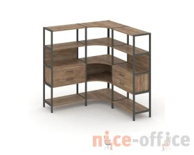 Трехсекционный угловой стеллаж четырехярусный с ящиками 1590х1590х1613 Шелф Систем / Shelf System images