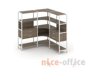Трехсекционный угловой стеллаж четырехярусный с ящиками 1590х1590х1613 Шелф Систем / Shelf System images