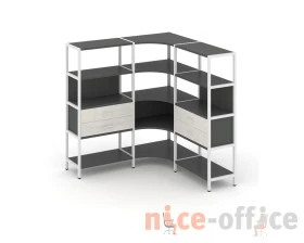 Трехсекционный угловой стеллаж четырехярусный с ящиками 1590х1590х1613 Шелф Систем / Shelf System images