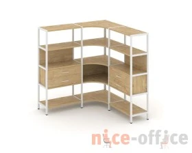 Трехсекционный угловой стеллаж четырехярусный с ящиками 1590х1590х1613 Шелф Систем / Shelf System images