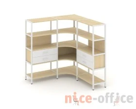 Трехсекционный угловой стеллаж четырехярусный с ящиками 1590х1590х1613 Шелф Систем / Shelf System images