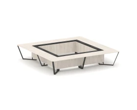 Стол переговорный квадратный ЛДСП/краш. металл/МДФ 4000x4000x750 Стил Мит / Steel Meet images