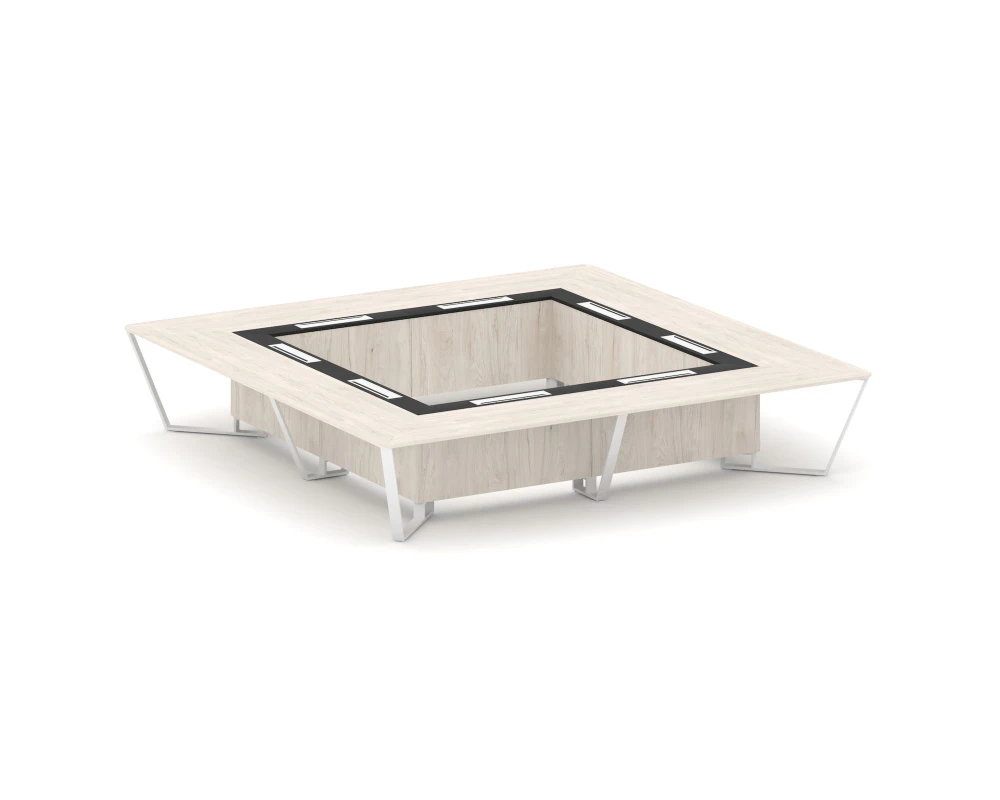 Стол переговорный квадратный ЛДСП/краш. металл/МДФ 4000x4000x750 Стил Мит / Steel Meet