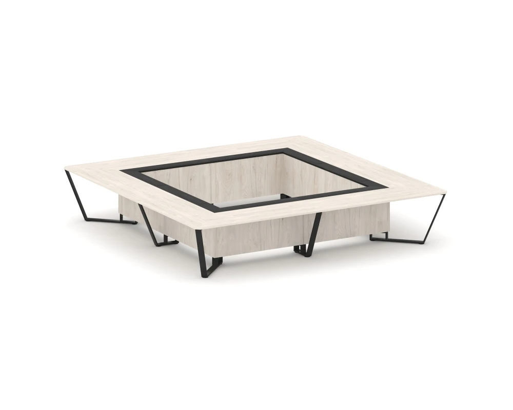 Стол переговорный квадратный ЛДСП/краш. металл/МДФ 4000x4000x750 Стил Мит / Steel Meet