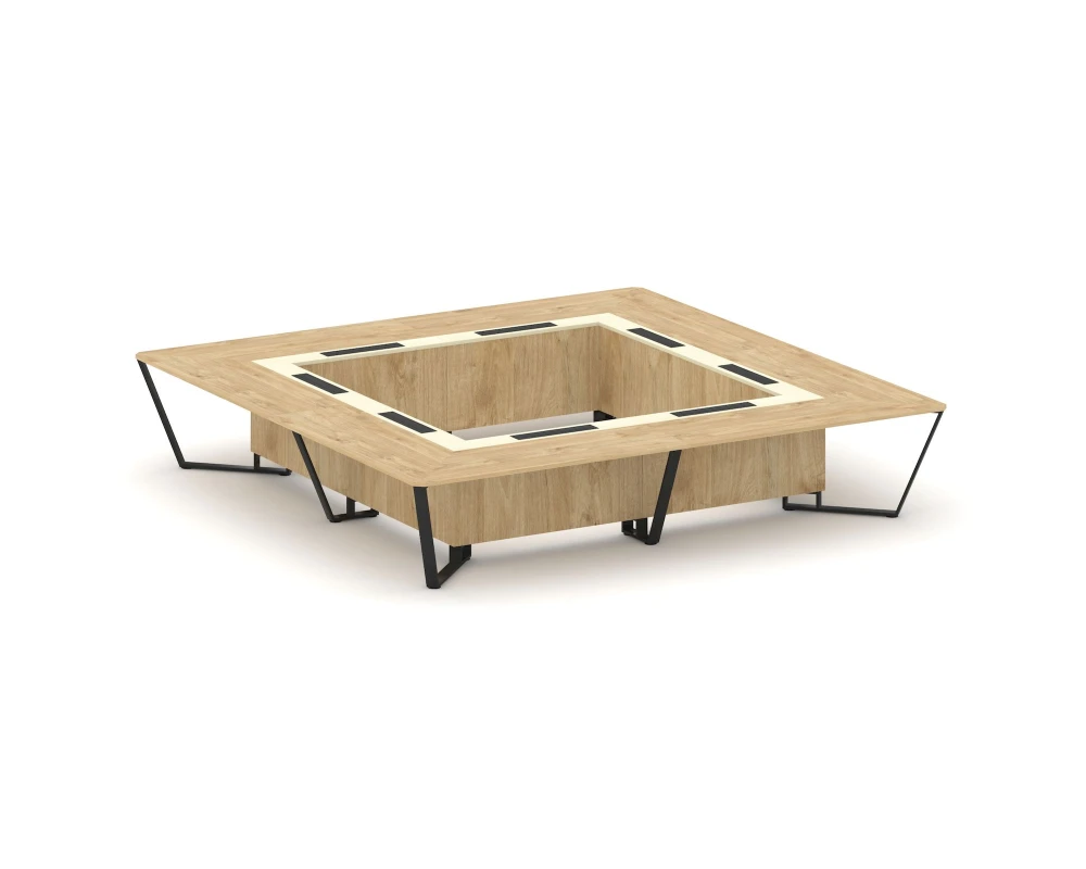 Стол переговорный квадратный ЛДСП/краш. металл/МДФ 4000x4000x750 Стил Мит / Steel Meet