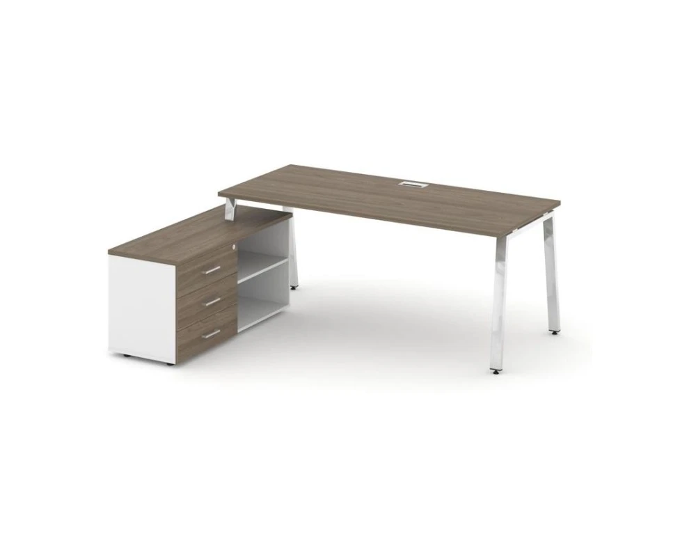 Стол письменный с греденцией левой на А-образном каркасе 1380x800x750 Стайл Проджект Директ Люкс / Style Project Direct Lux