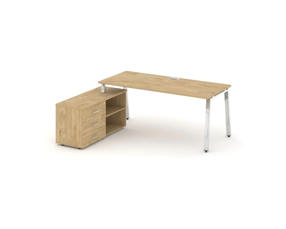 Стол письменный с греденцией левой на А-образном каркасе 1580x700x750 Стайл Проджект Директ Люкс / Style Project Direct Lux