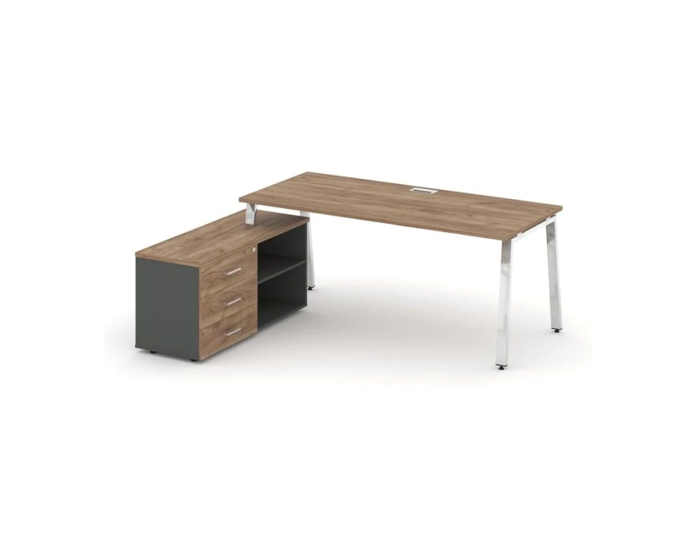 Стол письменный с греденцией левой на А-образном каркасе 1580x800x750 Стайл Проджект Директ Люкс / Style Project Direct Lux