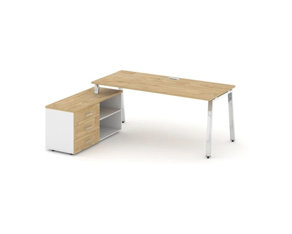 Стол письменный с греденцией левой на А-образном каркасе 1780x700x750 Стайл Проджект Директ Люкс / Style Project Direct Lux