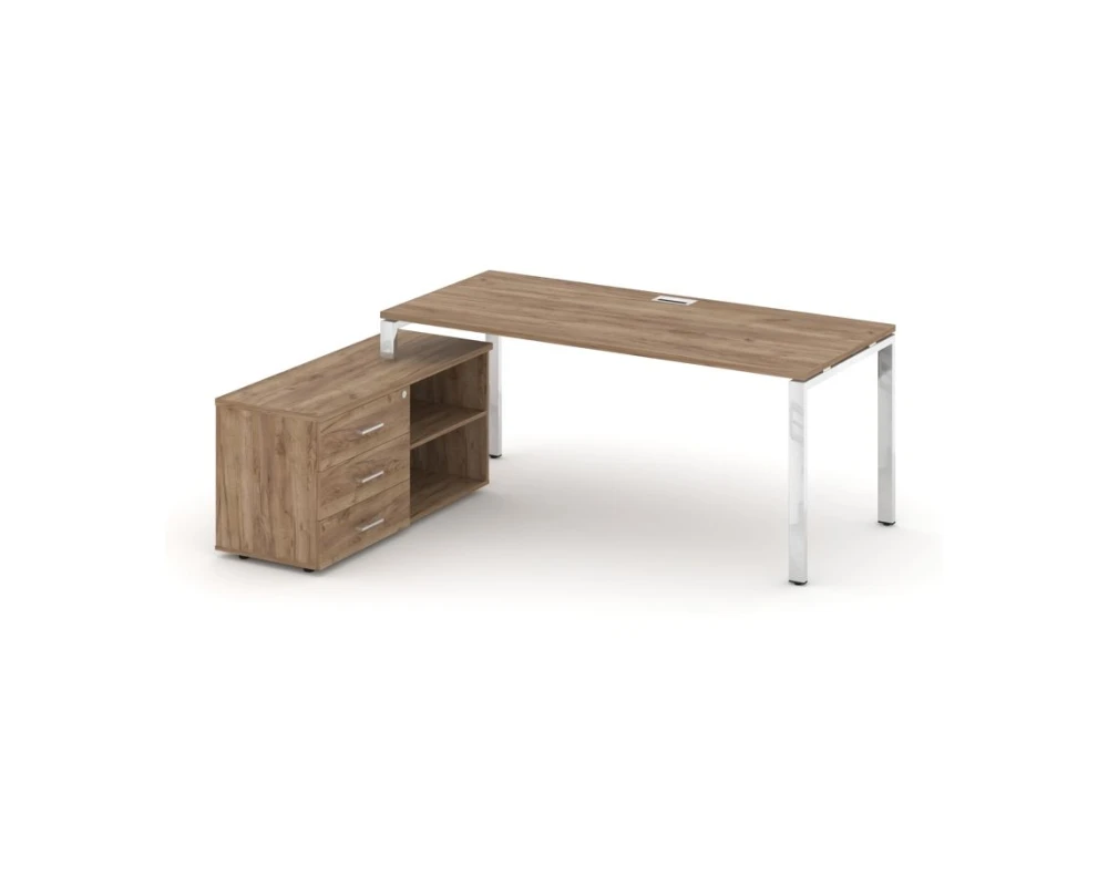 Стол письменный с греденцией левой на П-образном каркасе 1380x700x750 Стайл Проджект Директ Люкс / Style Project Direct Lux