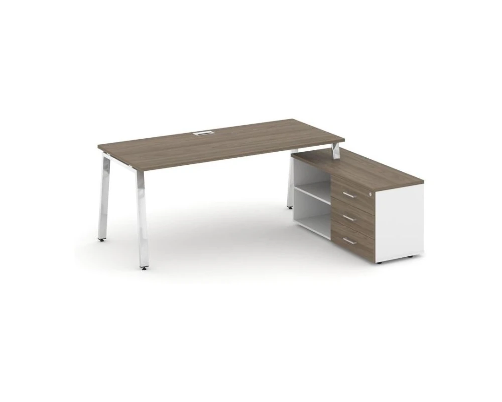 Стол письменный с греденцией правой на А-образном каркасе 1380x800x750 Стайл Проджект Директ Люкс / Style Project Direct Lux