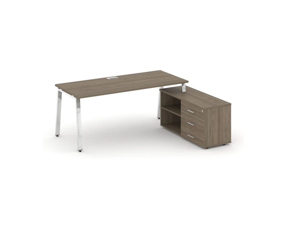 Стол письменный с греденцией правой на А-образном каркасе 1580x800x750 Стайл Проджект Директ Люкс / Style Project Direct Lux