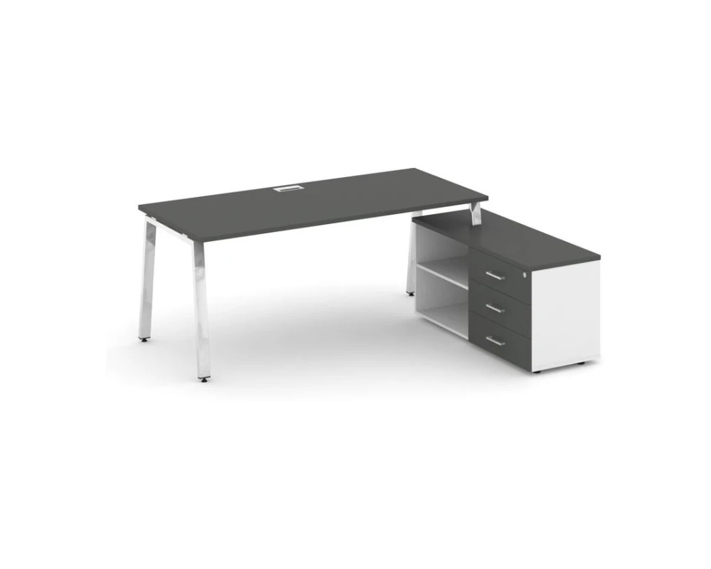 Стол письменный с греденцией правой на А-образном каркасе 1580x800x750 Стайл Проджект Директ Люкс / Style Project Direct Lux